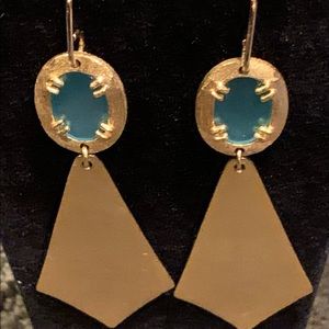 Brushed gold with natural green stone /pierced